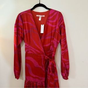 Anthropologie Pink Combo Maxi Wrap Dress